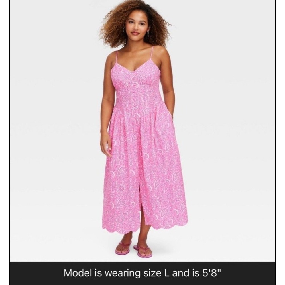 NEW Roller Rabbit x Target Pink Paisley Eyelet Midi Sundress with Pockets